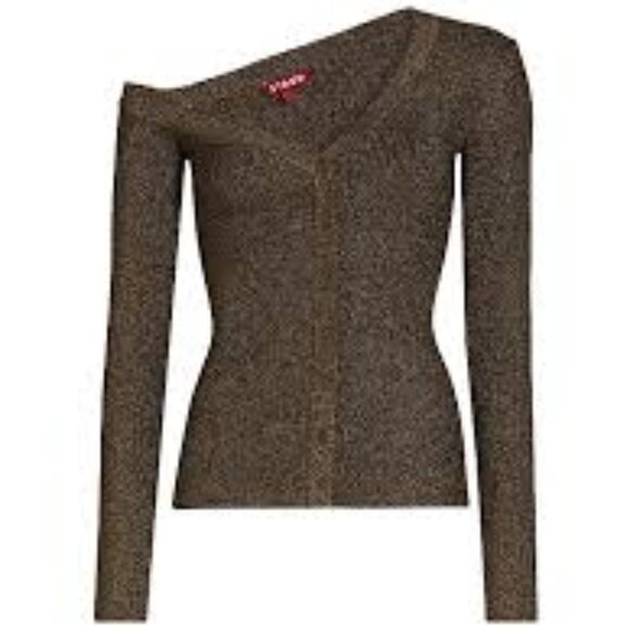 STAUD Craftsman Metallic One-Shoulder Sweater (NWT) - Picture 1 of 2